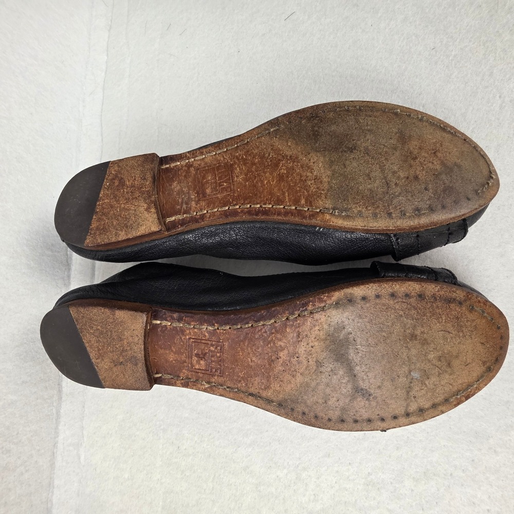 Frye Carson Harness Ballet Flats Black Leather Brass Ring Women's 7.5M Shoes - Picture 9 of 9